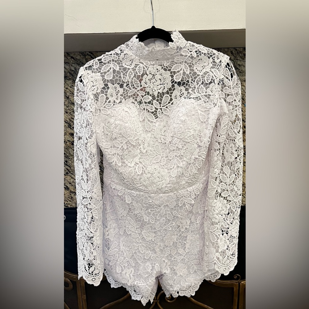 SOLD!  Elegant White Lace Romper -Bridal
